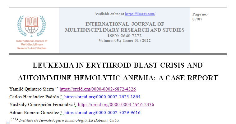 LEUKEMIA IN ERYTHROID BLAST CRISIS AND AUTOIMMUNE HEMOLYTIC ANEMIA: A CASE REPORT